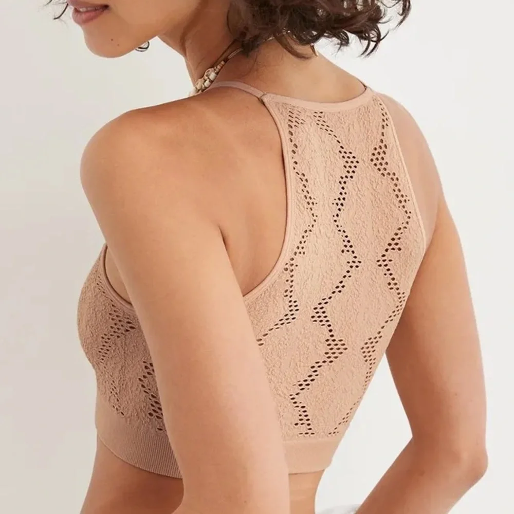 Aerie Seamless Crochet Top Sz XS Tan/Beige Color - Picture 2 of 5